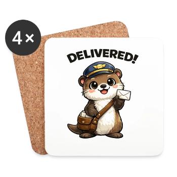 Otter Postbote Liefert - Untersetzer (4er-Set) - Weiß - Vorne