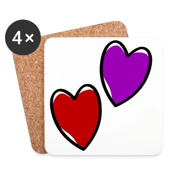 Cœurs Amour - Dessous de verre (lot de 4) - blanc - Devant