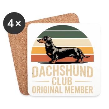 Vintage Dachshund Club - Retro Dackel Dog Gift - Coasters (set of 4) - white - Front