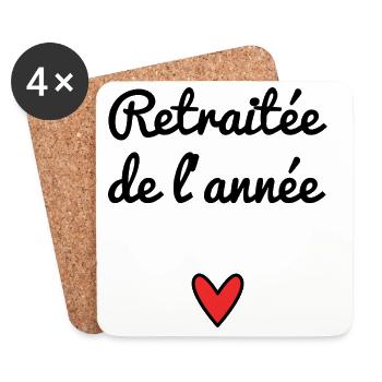 RETRAITEE. RETRAITE. COEUR. BONNE RETRAITE - Dessous de verre (lot de 4) - blanc - Devant