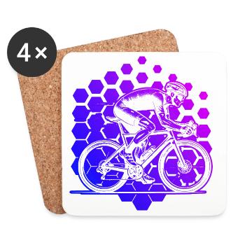 Motif de vélo de route avec une valeur de reconnaissance - Dessous de verre (lot de 4) - blanc - Devant
