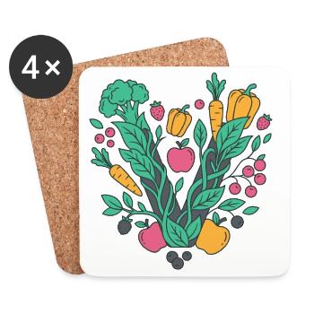 Frisches Garten-Gemüse Motiv - Untersetzer (4er-Set) - Weiß - Vorne