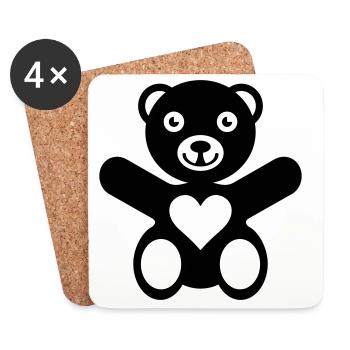 ours cœur love - Dessous de verre (lot de 4) - blanc - Devant