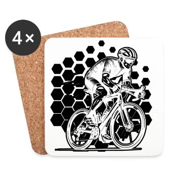 Illustrations de vélo de route pour votre tenue - Dessous de verre (lot de 4) - blanc - Devant