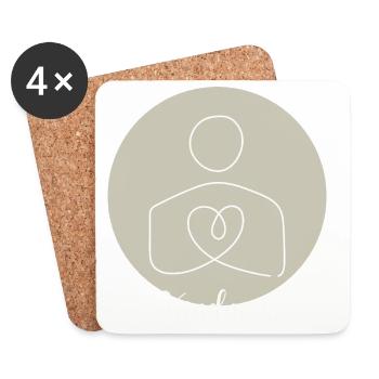 Ligne du cœur de la bonté - Dessous de verre (lot de 4) - blanc - Devant