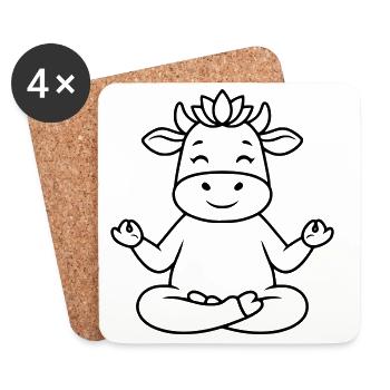 Yoga Cow Meditation Namasté Plan - Dessous de verre (lot de 4) - blanc - Devant