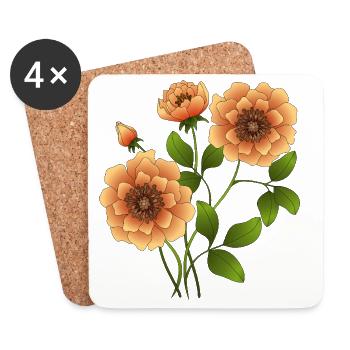 Blumen - Untersetzer (4er-Set) - Weiß - Vorne