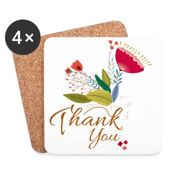 Fleur merci - Dessous de verre (lot de 4) - blanc - Devant