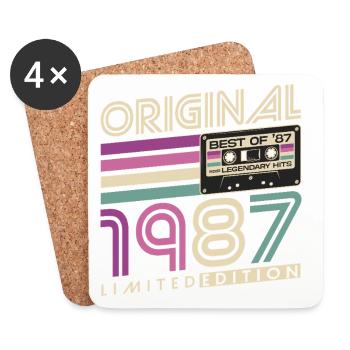 1987 Jahrgang geboren Geburtstag Retro Geschenk - Untersetzer (4er-Set) - Weiß - Vorne