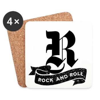 Rock and Roll Tilted Text - Coasters (set of 4) - white - Front