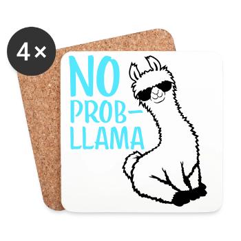 No Prob Lama Cool Sonnenbrille Sitzend Problama - Untersetzer (4er-Set) - Weiß - Vorne