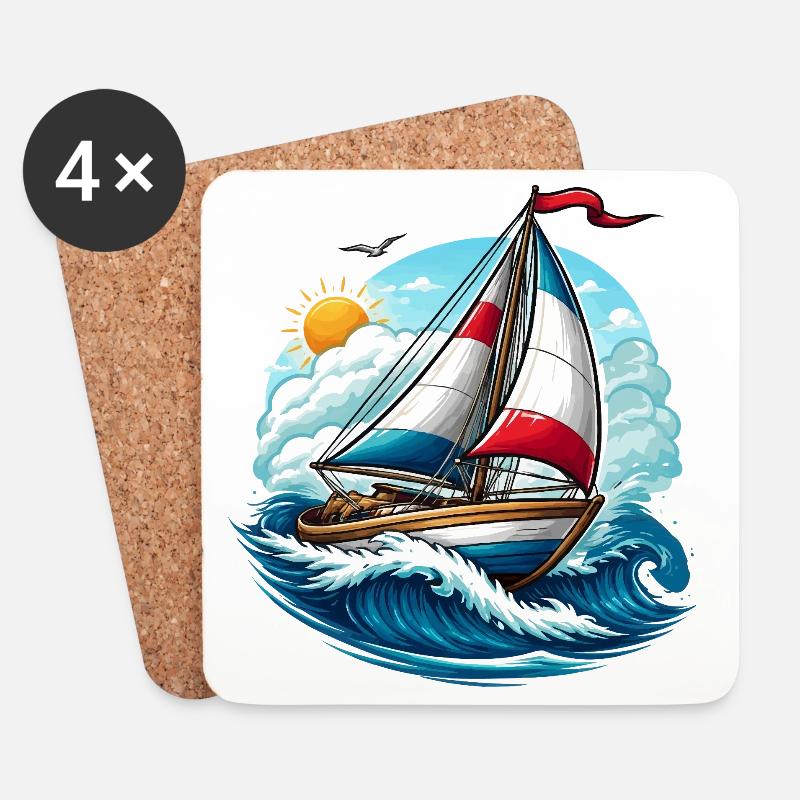 Segelboot  - Untersetzer (4er-Set) - Weiß