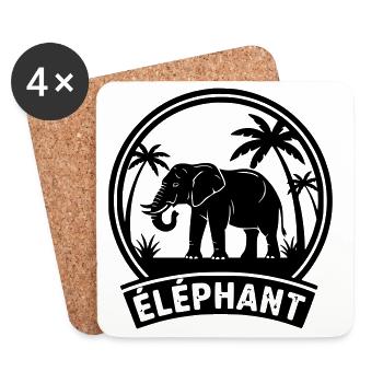 Éléphant  - Dessous de verre (lot de 4) - blanc - Devant
