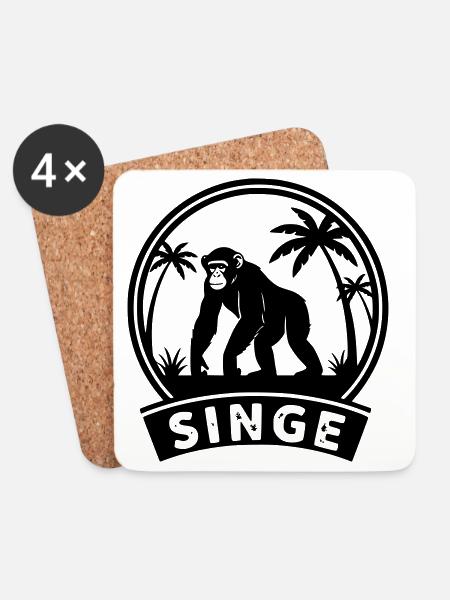 singe - Dessous de verre (lot de 4) - blanc