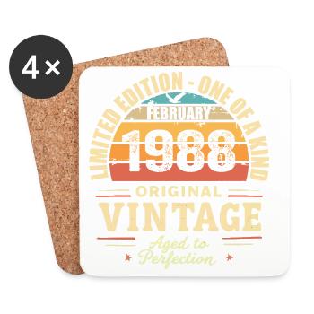 Cadeau d’anniversaire de février 1988 Février 1988 - Dessous de verre (lot de 4) - blanc - Devant