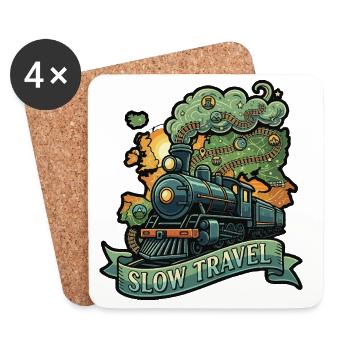 Steam Train Slow Travel - Coasters (set of 4) - white - Front