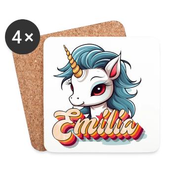 Emilia, Mädchenname, Lieblingsname - Untersetzer (4er-Set) - Weiß - Vorne