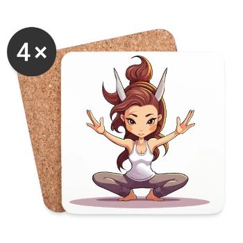 Drachen-Yogi Balance - Untersetzer (4er-Set) - Weiß - Vorne
