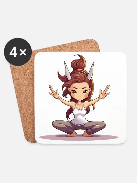 Drachen-Yogi Balance - Untersetzer (4er-Set) - Weiß