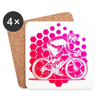 Motif nouveau vélo de route pour vélo de route - Dessous de verre (lot de 4) - blanc - Devant