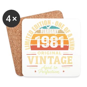 Cadeau d’anniversaire de février 1981 Février 1981 - Dessous de verre (lot de 4) - blanc - Devant