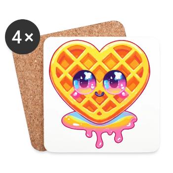 Kawaii Waffle Heart Colour Gloss - Coasters (set of 4) - white - Front
