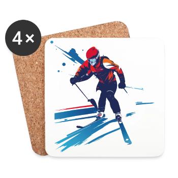 Biathlète dans le tourbillon de couleurs - Dessous de verre (lot de 4) - blanc - Devant