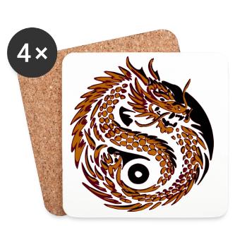 Dragon Spiral Yin de Feu - Dessous de verre (lot de 4) - blanc - Devant