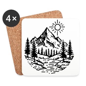 Berge Landschaft Wald - Untersetzer (4er-Set) - Weiß - Vorne