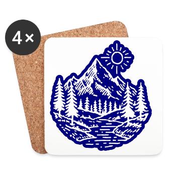 Berge Tal Landschaft Wald - Untersetzer (4er-Set) - Weiß - Vorne