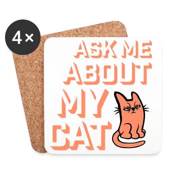 Demandez-moi pour mon chat Chat Amour des animaux Animaux - Dessous de verre (lot de 4) - blanc - Devant