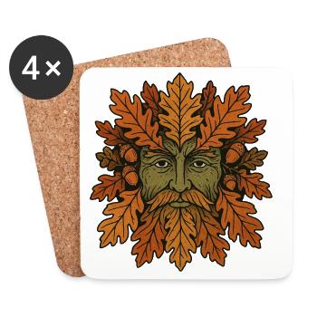 Geistgesicht der Herbst-Eiche - Untersetzer (4er-Set) - Weiß - Vorne