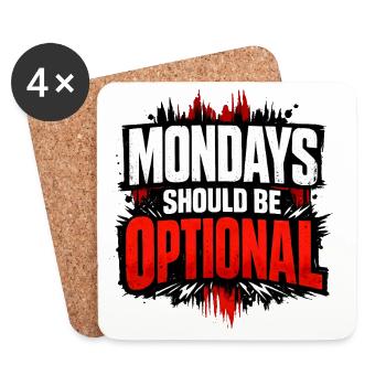 Monday should be optional Vintage - Coasters (set of 4) - white - Front