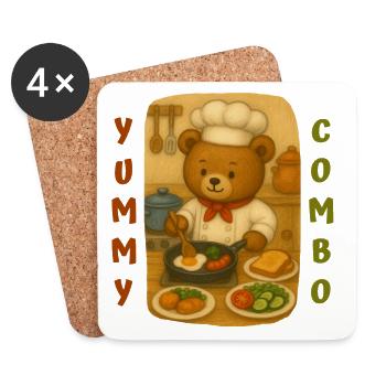 Bear Cook - Dessous de verre (lot de 4) - blanc - Devant