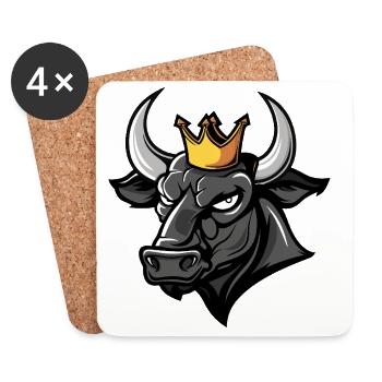 Bull Portrait Animal Taurus Head Crown - Coasters (set of 4) - white - Front