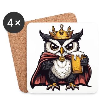 Owl Beer King - Coasters (set of 4) - white - Front