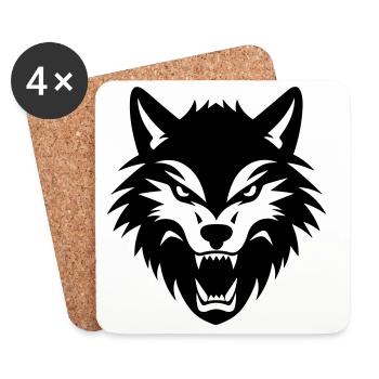Loup - Dessous de verre (lot de 4) - blanc - Devant