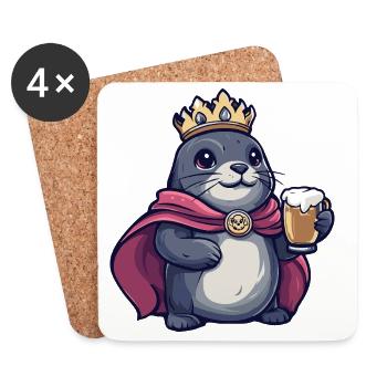 Seal Animal Beer King - Coasters (set of 4) - white - Front