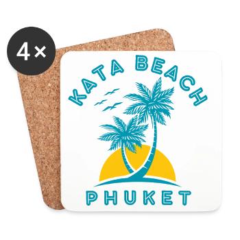 Kata Beach Phuket Palm Sunset - Coasters (set of 4) - white - Front