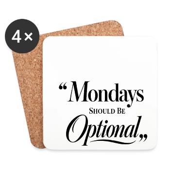 Monday Funny Saying Weekday Black - Coasters (set of 4) - white - Front