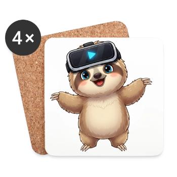 Lazy Sloth Virtual Reality Gamer Gamer - Coasters (set of 4) - white - Front