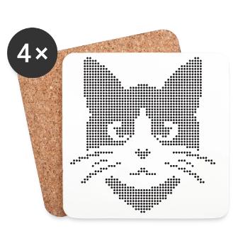 Silhouette de visage de chat à points - Dessous de verre (lot de 4) - blanc - Devant