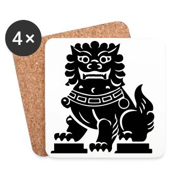 Lion chinois - Dessous de verre (lot de 4) - blanc - Devant