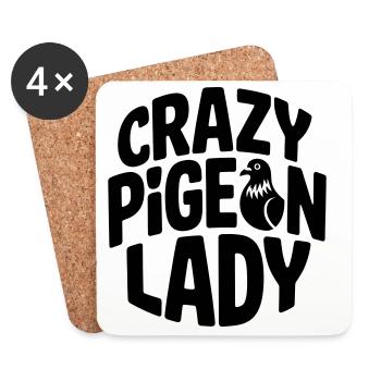 Amoureuse des pigeons : La Folle Pigeon Lady - Dessous de verre (lot de 4) - blanc - Devant