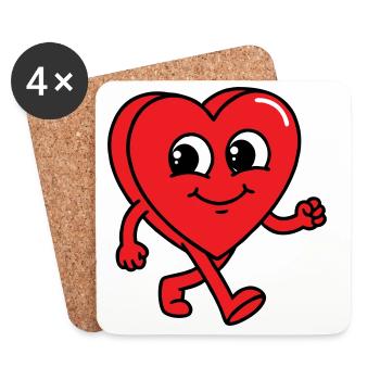Walking Heart - Coasters (set of 4) - white - Front