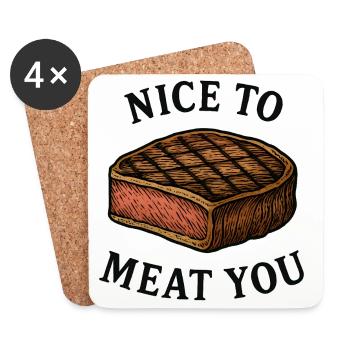 Ravi de vous rencontrer Steak Graphic - Dessous de verre (lot de 4) - blanc - Devant