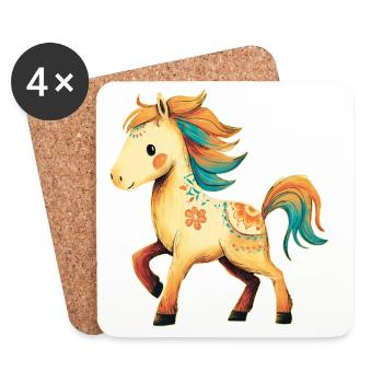 Pferd Pony - Untersetzer (4er-Set) - Weiß - Vorne