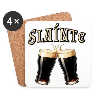 Sláinte - Irish toast with beer - Coasters (set of 4) - white - Front