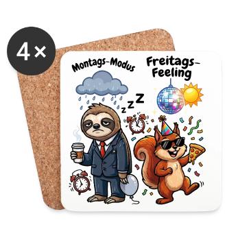 Monday mode vs Friday feeling - Coasters (set of 4) - white - Front