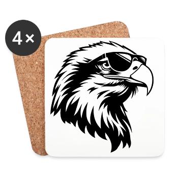 Cool eagle with sunglasses - Coasters (set of 4) - white - Front